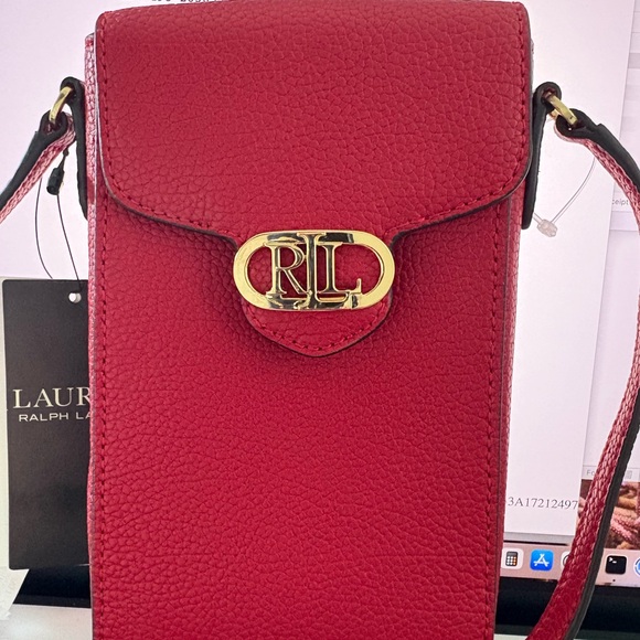 Ralph Lauren Red Leather Bag with Gold Accent - Picture 1 of 4